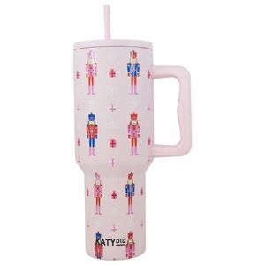 Katydid Pink Nutcracker Tumbler with Straw